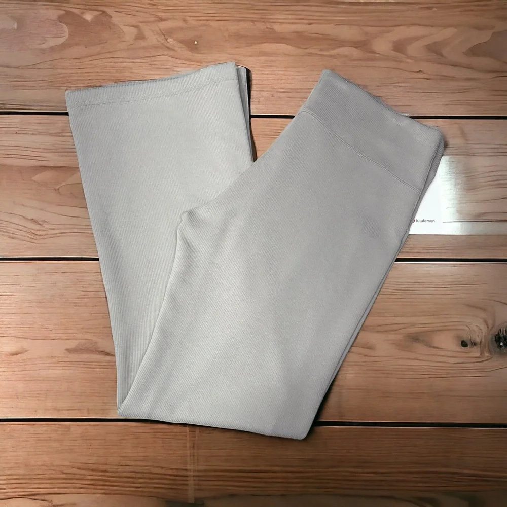 Lululemon Brushed Softstreme Ribbed Zip Flared Athletic Pants Riverstone 14 NWT
